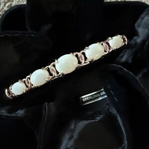 Sterling Silver White Opal Link Bracelet